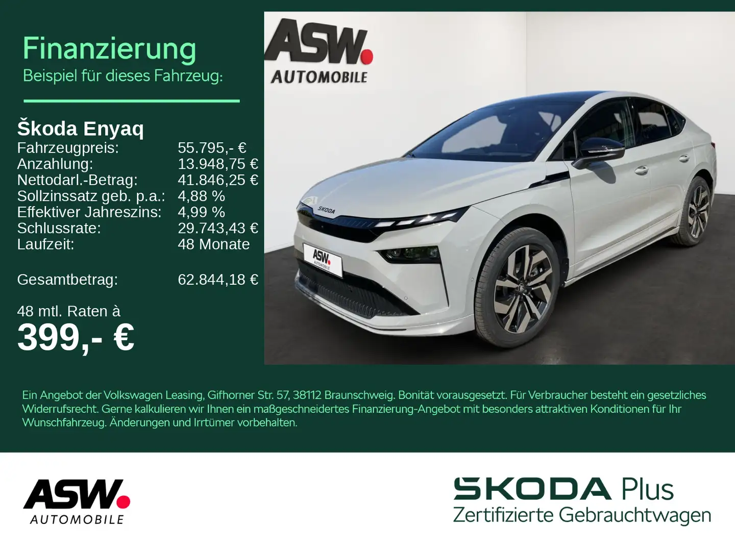 Skoda Enyaq Coupe 85 Sportline 285PS 360° ACC SHZ AHK Grau - 1