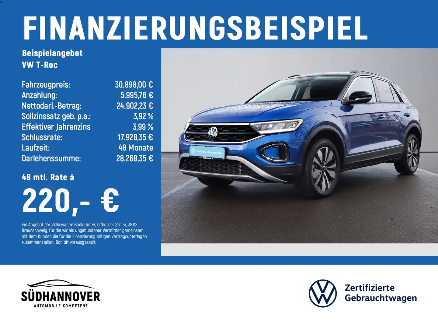 Volkswagen T-Roc Move 1.5 TSI DSG AHK+NAVI+LED+SHZ+PDC+GRA Blau - 2