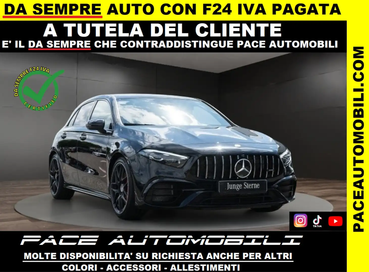 Mercedes-Benz A 45 AMG NEW S 4M DRIVERS PACK BLACK PACK TETTO KAMERA LED Nero - 1