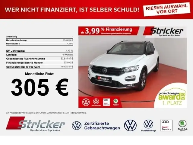 Volkswagen T-Roc Sport 2.0TSI DSG 4M 305, ohne Anzahlung AHK Pano