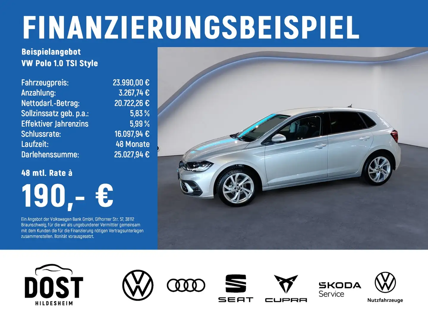 Volkswagen Polo 1.0 TSI Style KLIMA+NAVI+PDC+SHZ Grau - 2