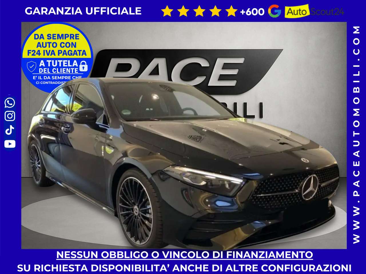 Mercedes-Benz A 180 i NIGHT AMG PREMIUM PLUS TETTO LED 64 KAMERA 19"