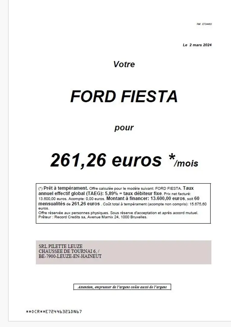 Ford Fiesta 1.0 EcoBoost Connected*60x261.26€ Blauw - 2