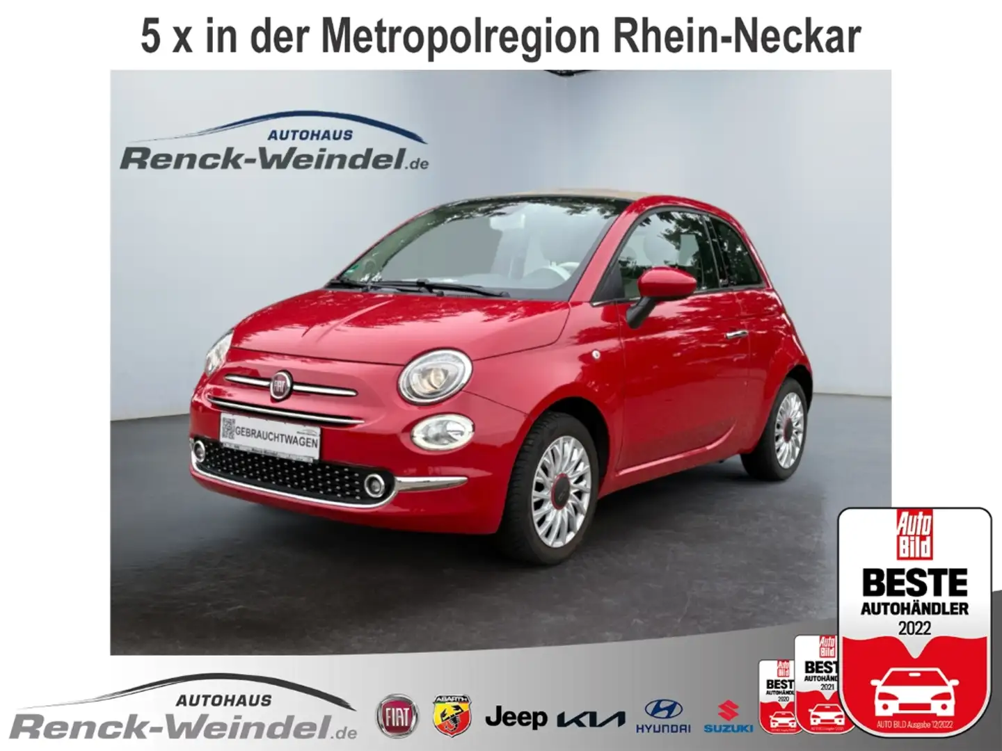 Fiat 500C Lounge 1.2 T Faltdach Navi Apple CarPlay Android A Roşu - 1