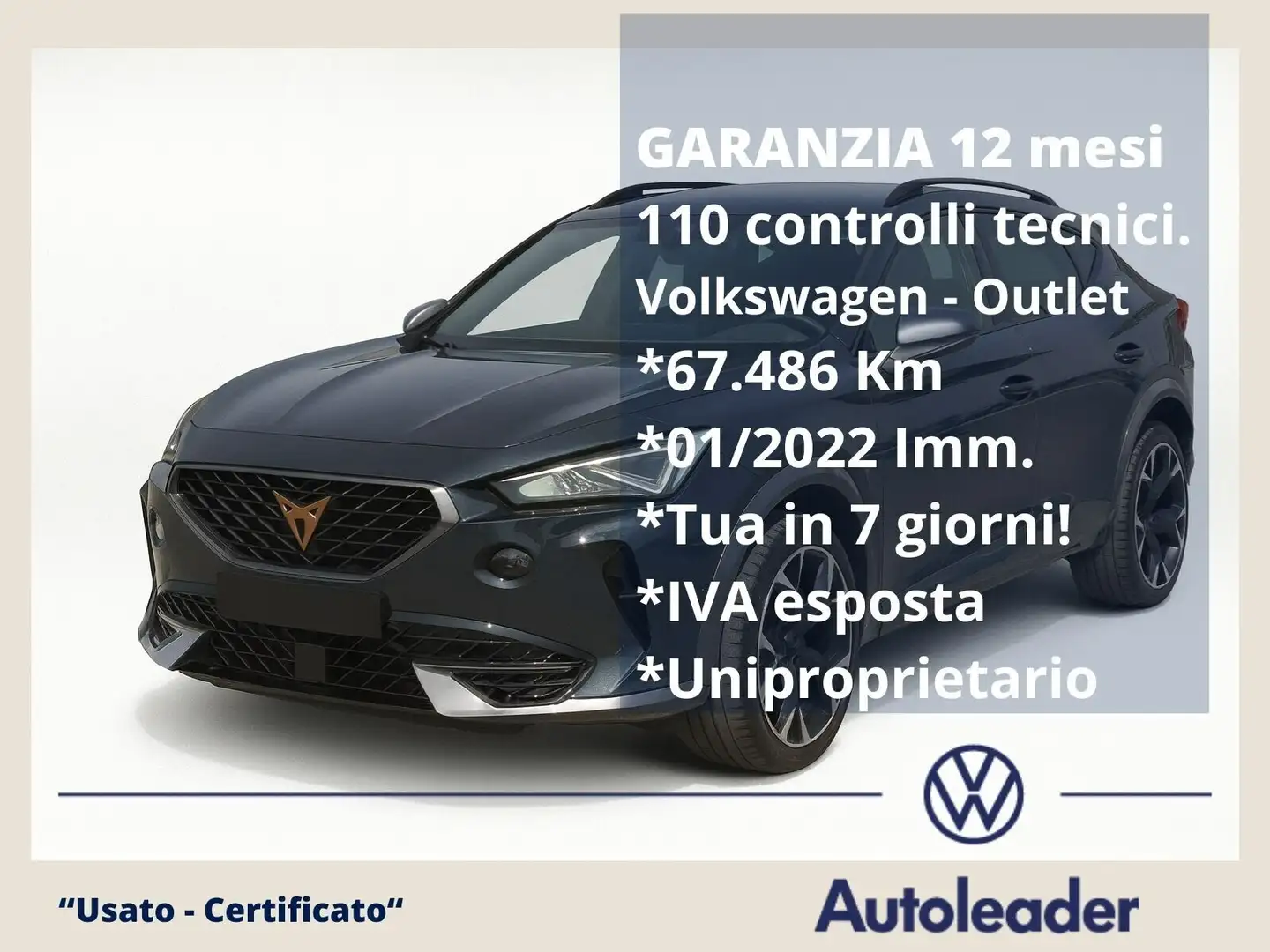 CUPRA Formentor 2.0 TDI 4Drive 4x4 DSG SOLI 67mila Km Grigio - 1