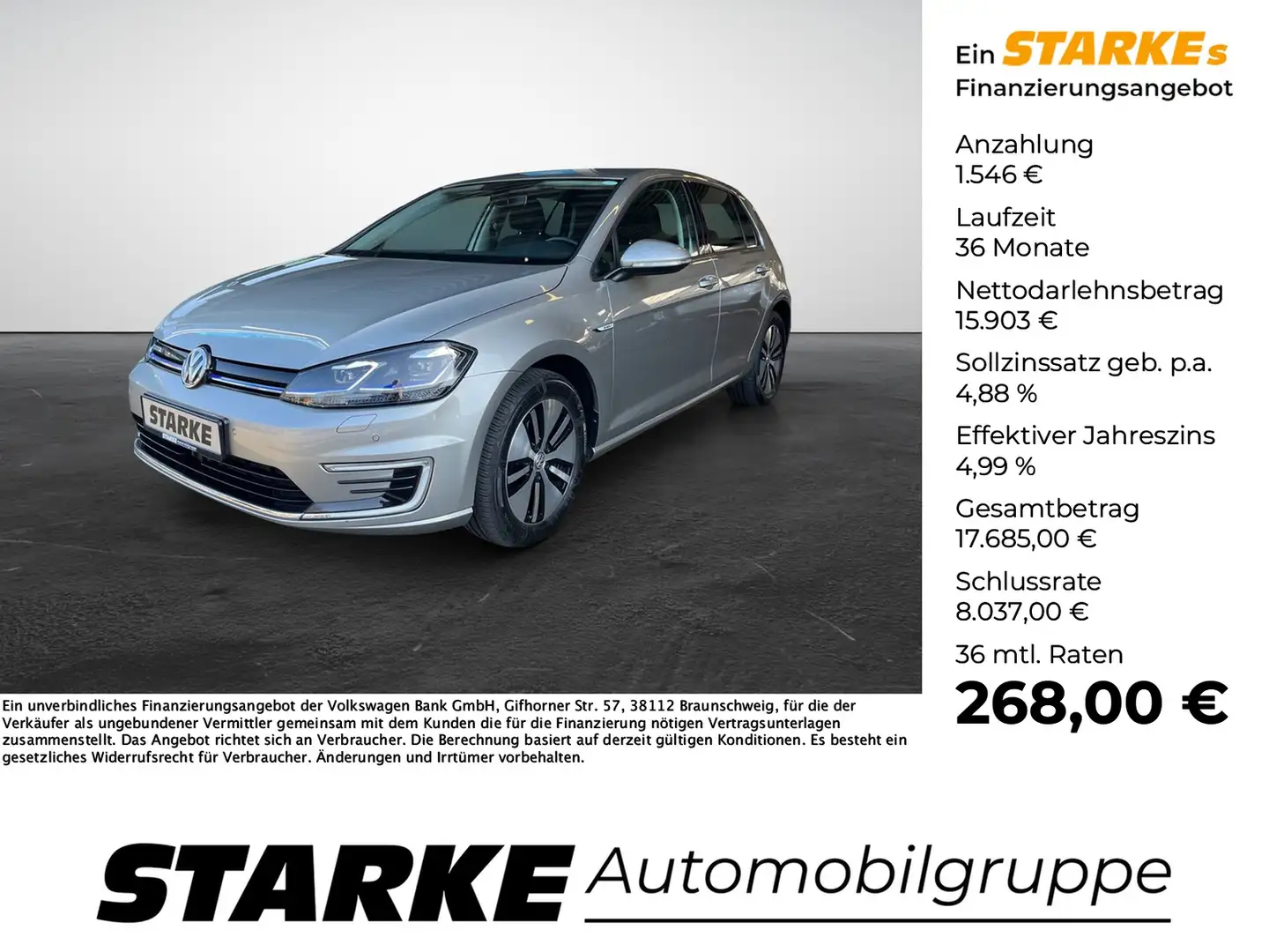 Volkswagen e-Golf Comfortline Silber - 1