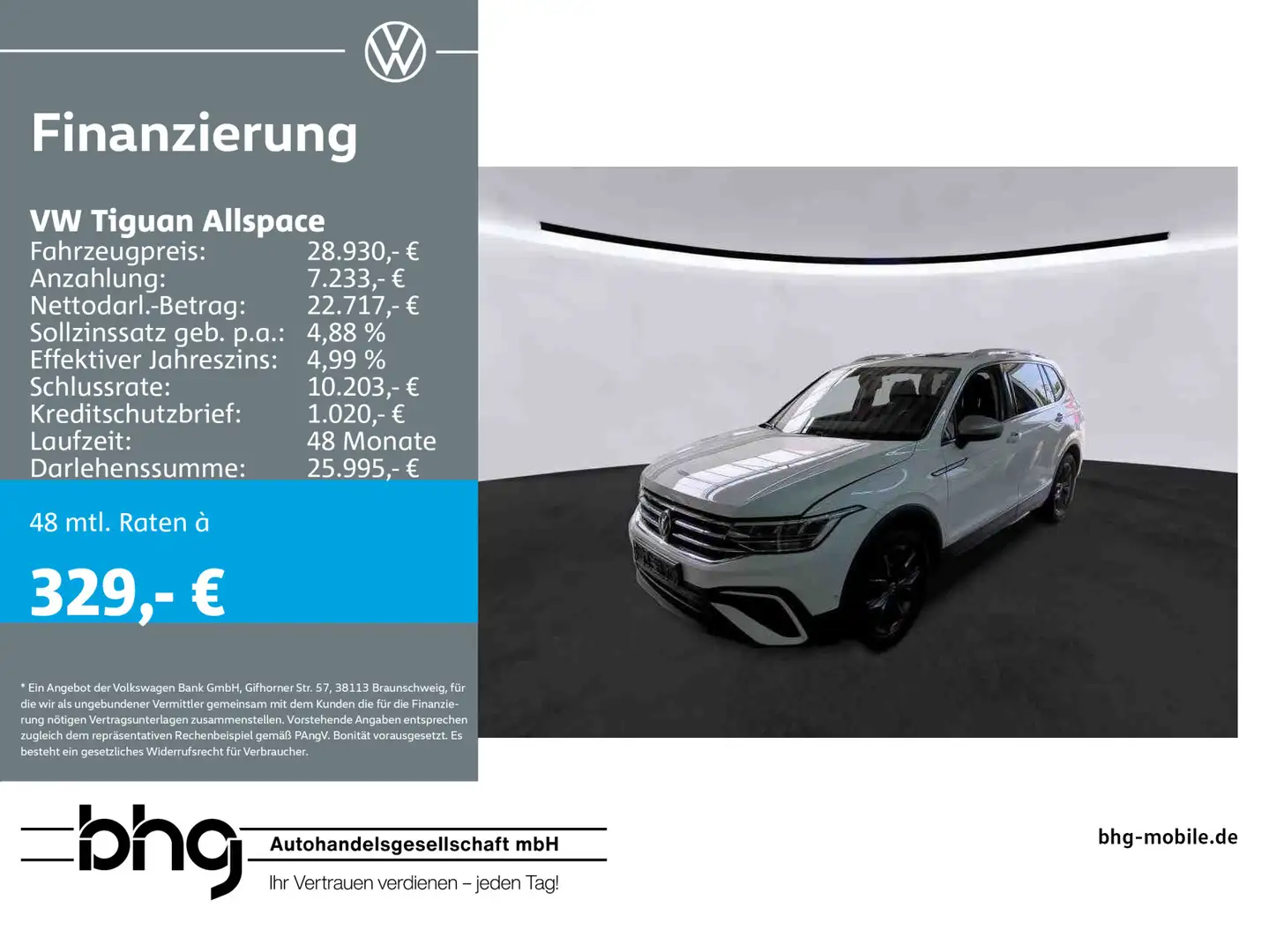 Volkswagen Tiguan Allspace 2.0 TDI SCR DSG Life Weiß - 1