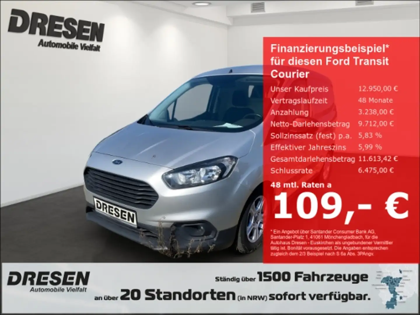 Ford Transit Courier 1.5 TDCi EU6d-T Tr. Kasten Trend 1 Argent - 1
