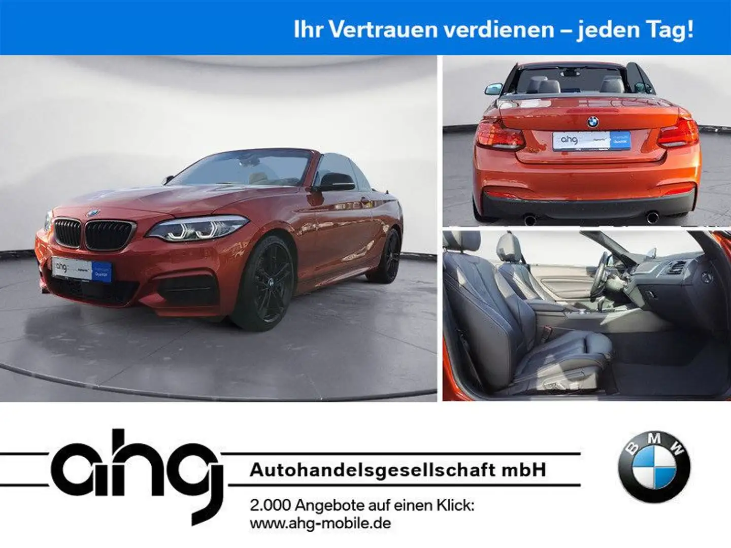 BMW 240 Steptronic Cabrio Navi Bluetooth PDC Klima Portocaliu - 1