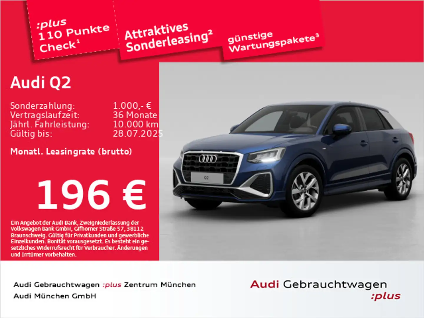 Audi Q2 30 TFSI S line Privacy/AHK Blau - 1