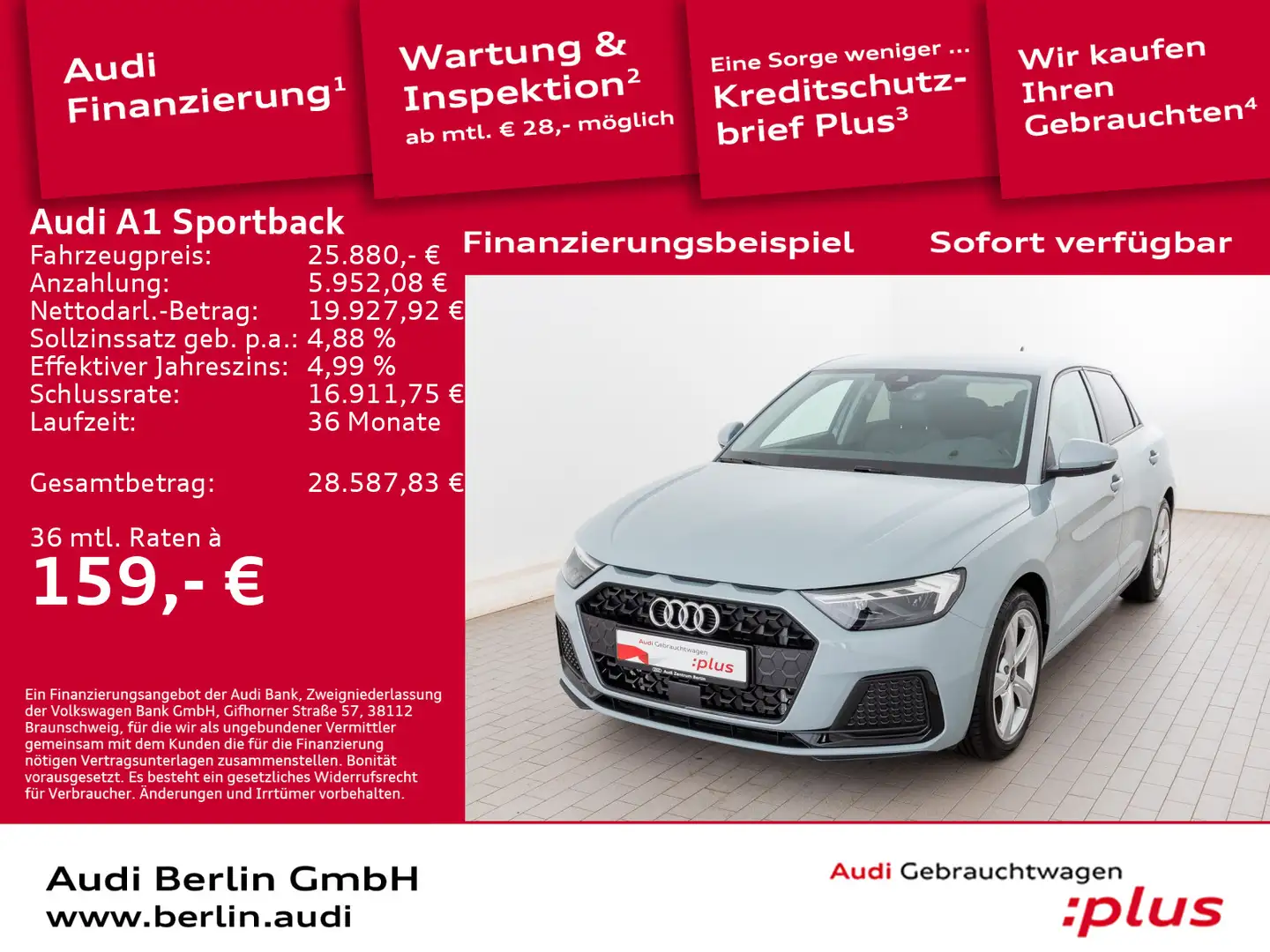 Audi A1 Advanced 25 TFSI S tr. VIRTUAL NAVI Grau - 1