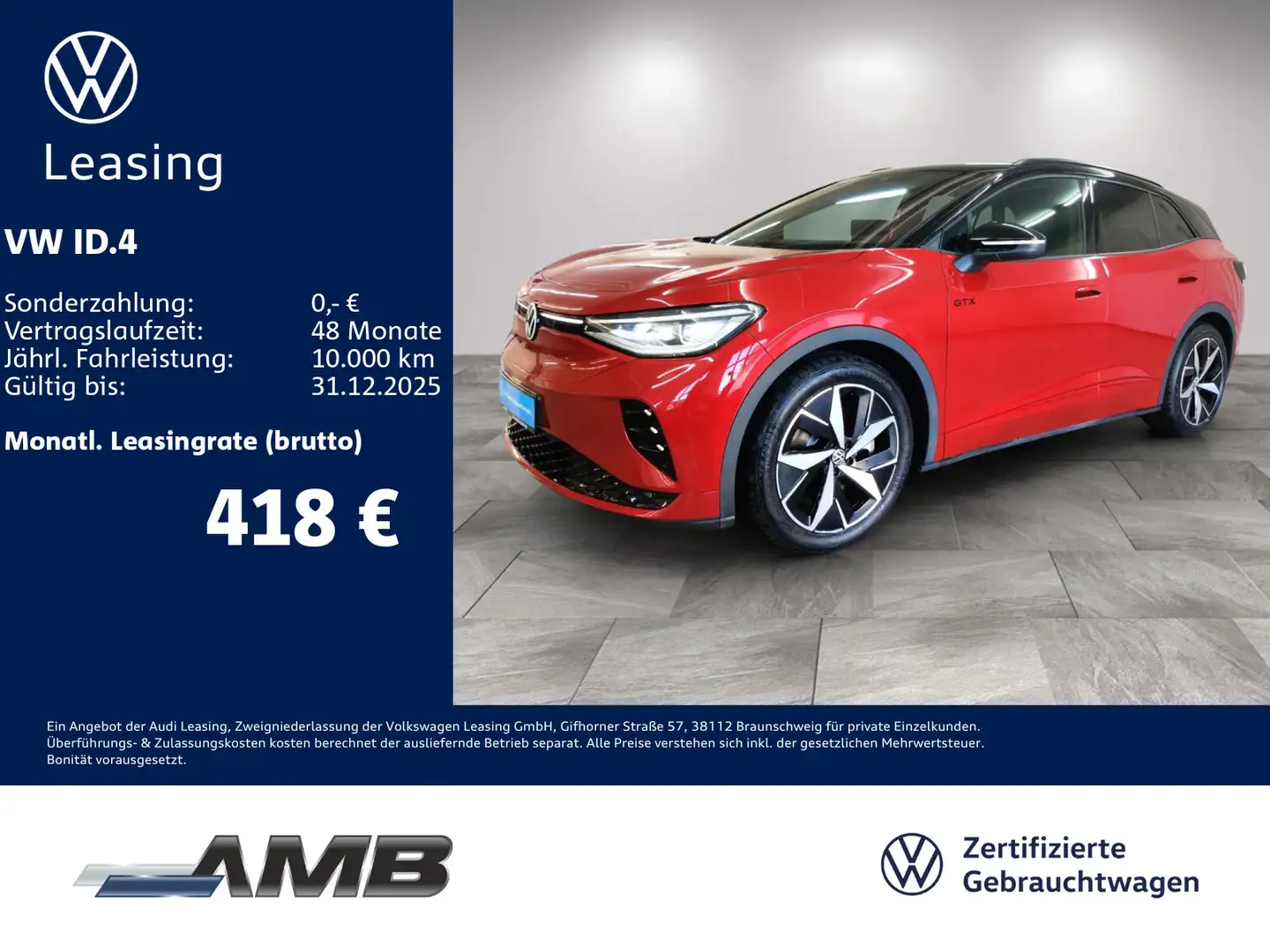 Volkswagen ID.4 GTX 77kWh/AHK/Matrix/Wärmepumpe/01.30Garant Rot - 1