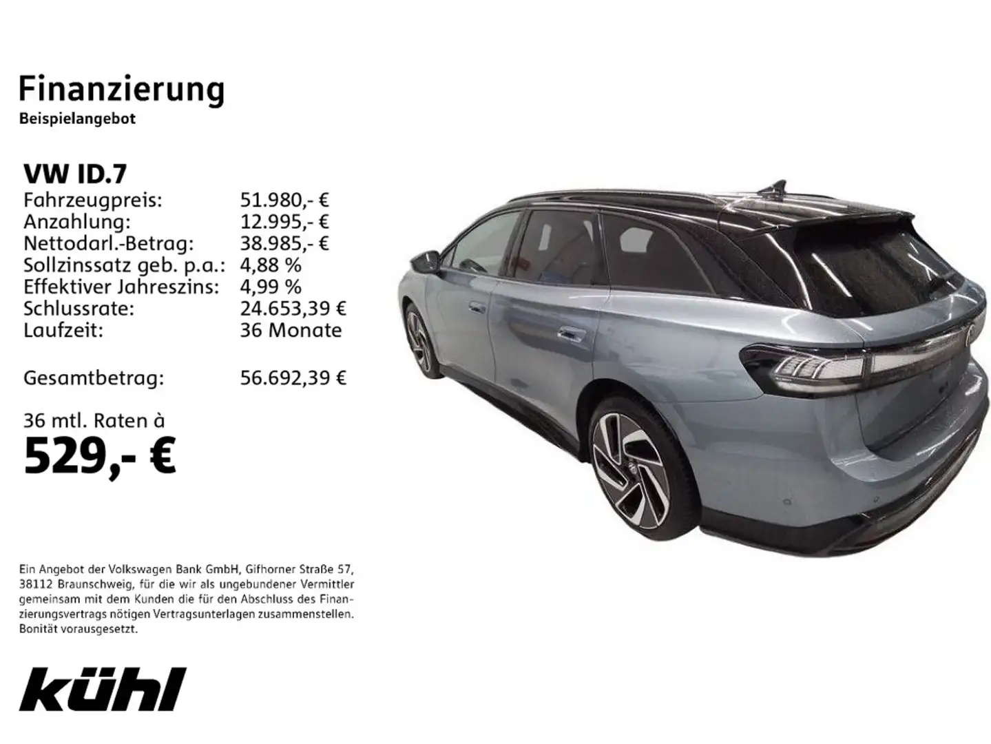 Volkswagen ID.7 Tourer Pro S IQ.Light/ACC/HuD/360°/App/Navi Blau - 2