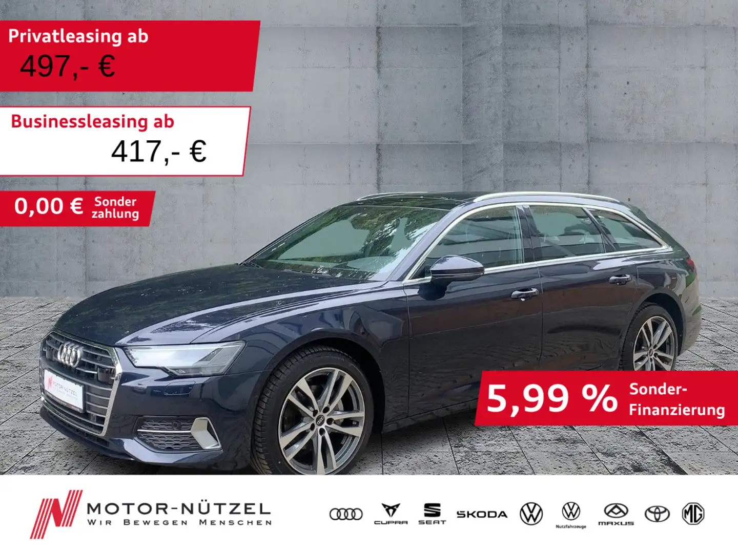 Audi A6 40 TDI S-TR SPORT 5JG+LED+NAVI+PANO+HuD Bleu - 1