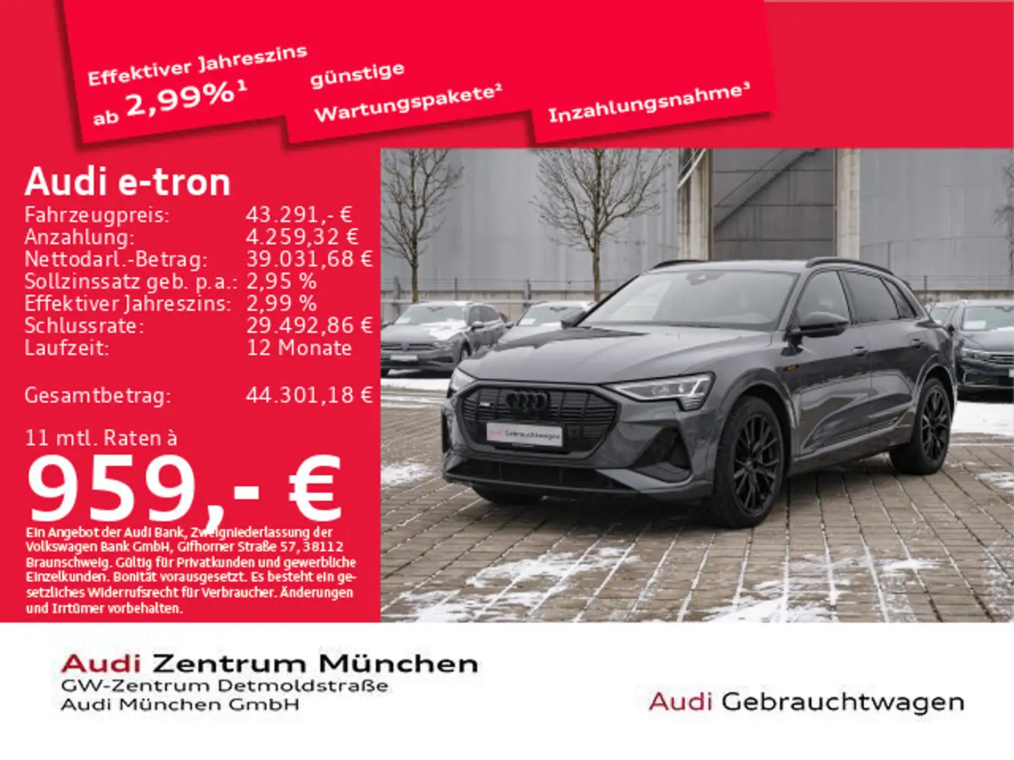 Audi e-tron 55 qu. S line UPE:113" Pano/AHK/Luftfed./ Grau - 1