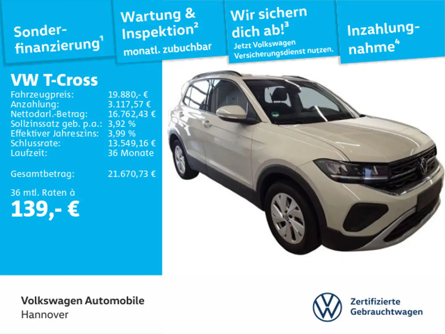 Volkswagen T-Cross 1.0 TSI Life Navi LED DigCockpit SHZ PDC Grau - 1