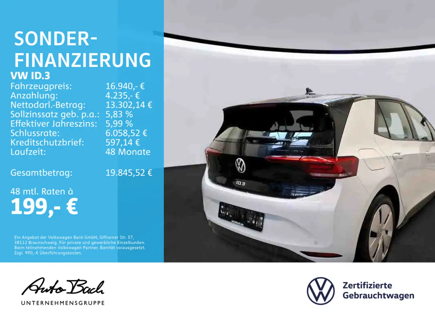 Volkswagen ID.3 Pro electric, Navi, LED, App-Connect, Stand Weiß - 2