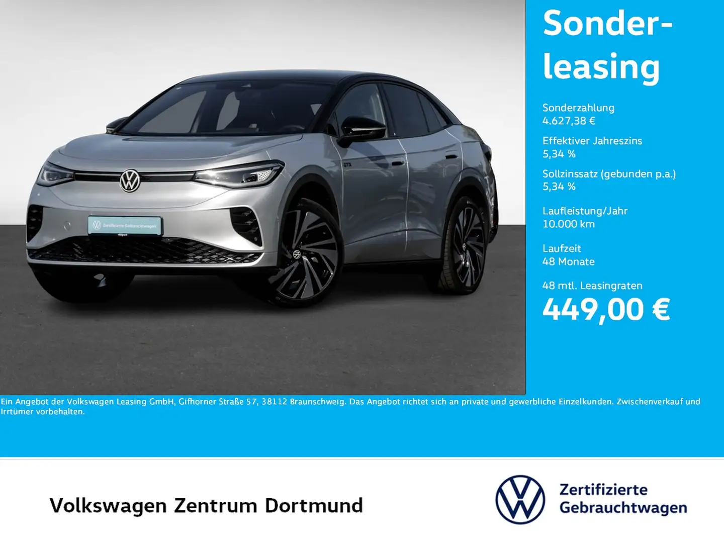 Volkswagen ID.5 GTX 4X4 WÄRMEPUMPE PANO AHK 360CAM ACC LM21 Srebrny - 1