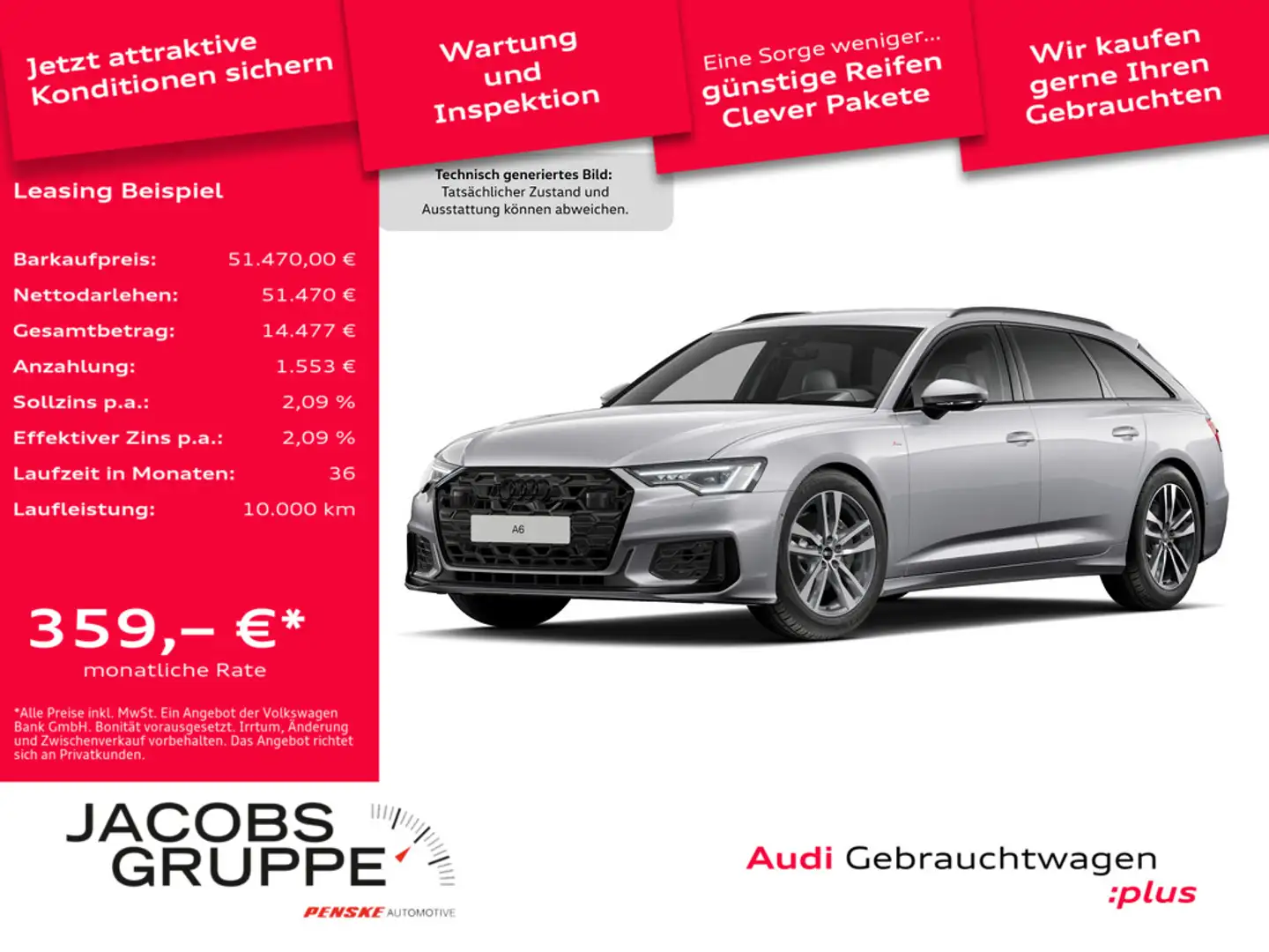 Audi A6 Avant 45 TFSI S line ACC*HuD*Matrix*RFK*SoftClose Silber - 1