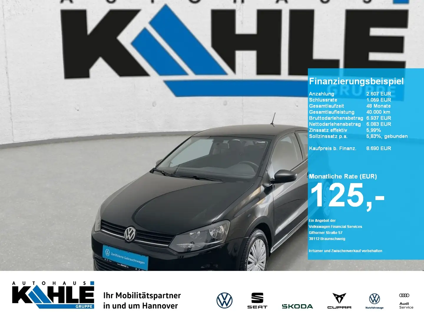 Volkswagen Polo 1.0 Trendline Schwarz - 1