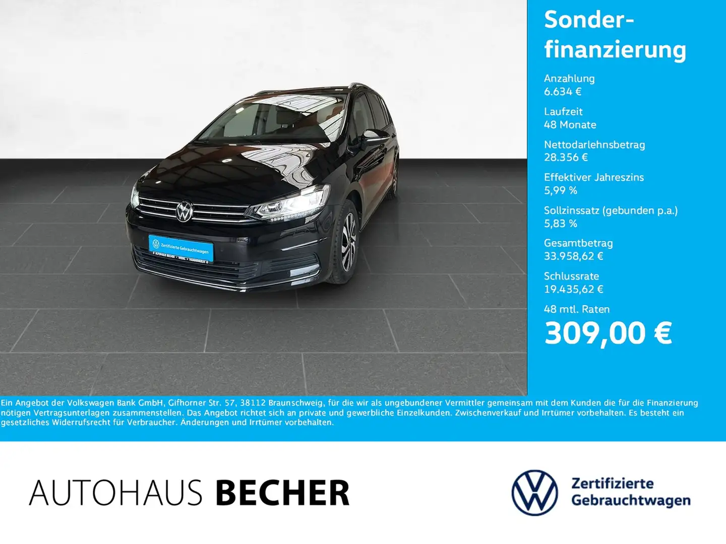 Volkswagen Touran Comfortline 1.5 TSI DSG /AHK/NAVI/LED Schwarz - 1