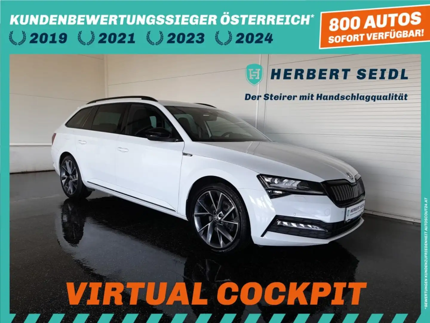 Skoda Superb Kombi SPORTLINE PHEV 156/218 DSG *STANDHZG / MATRIX-LED / DCC / 19 ZOLL / VIRTUELL / NAVI / ACC / KAMERA* Weiß - 1