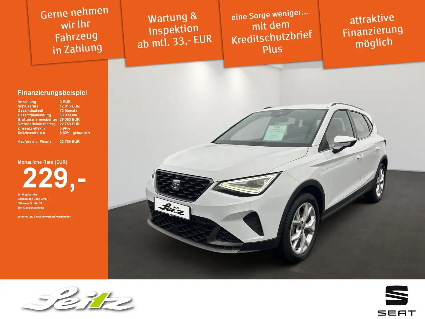 SEAT Arona 1.0 TSI FR *PDC*NAVI*SITZH* Weiß - 1