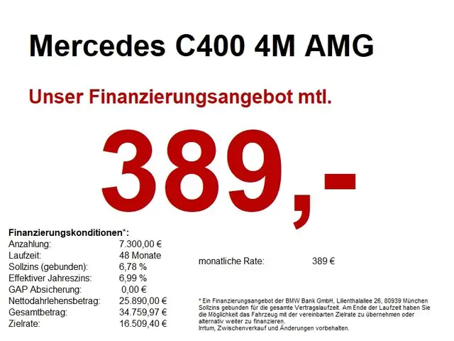Mercedes-Benz C 400 C400 4M AMG designo SHZ/PANO/LUFT/Burmester