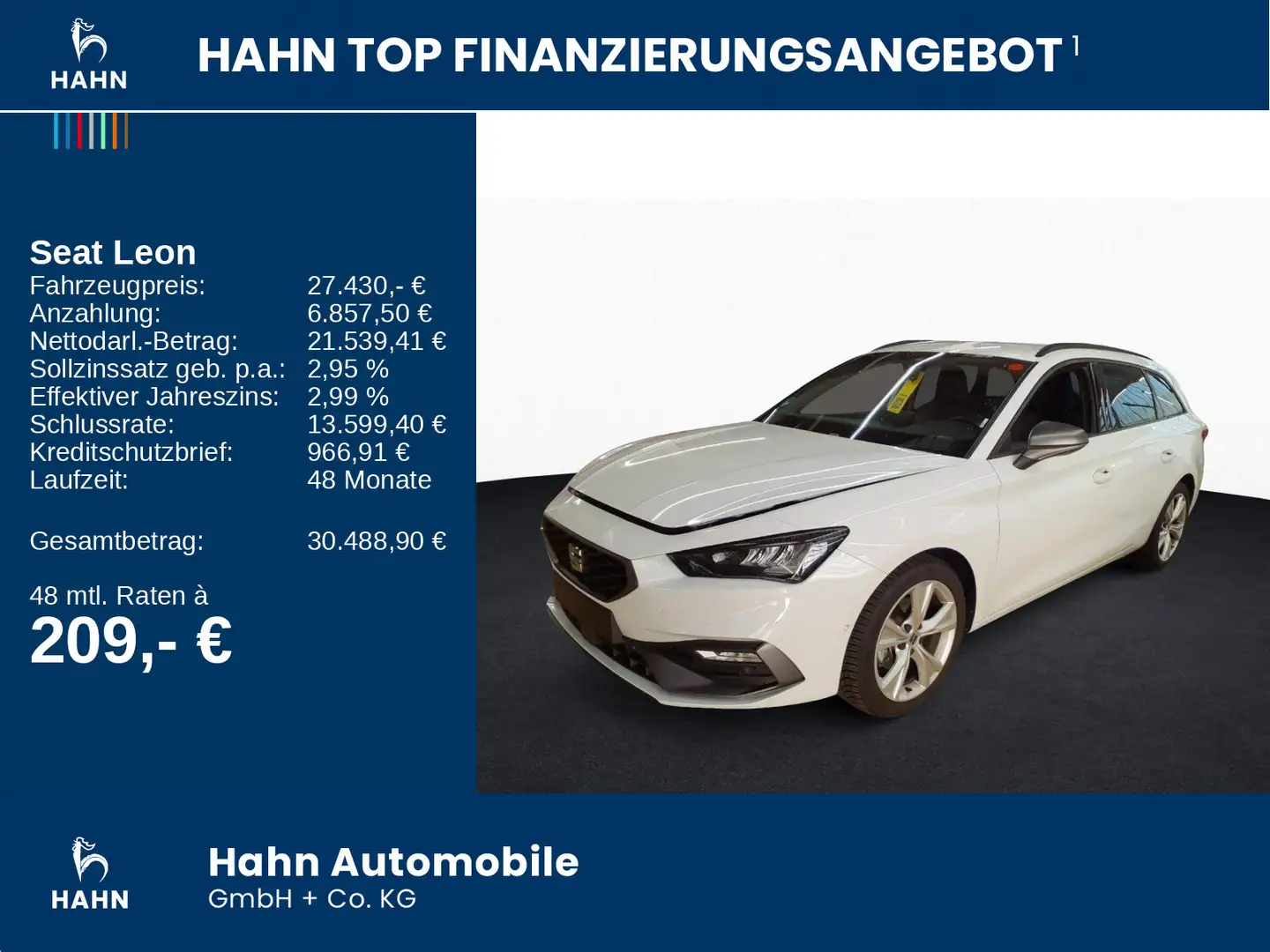SEAT Leon Sportstourer1.5eTSI DSG FR ACC PDC LED Navi Weiß - 2