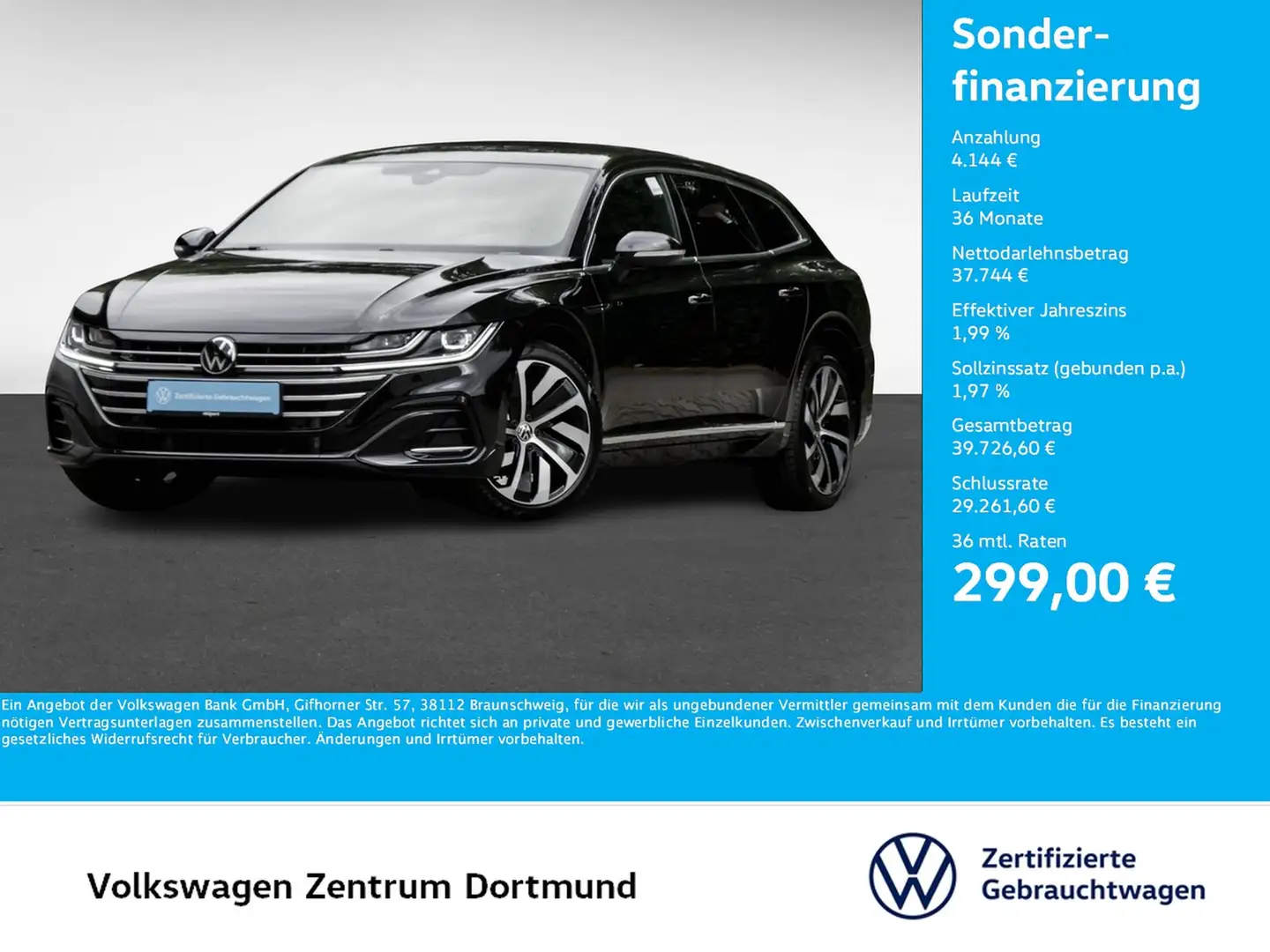 Volkswagen Arteon Shooting Brake 2.0 R-LINE 4X4 LEDER LM19 Schwarz - 1