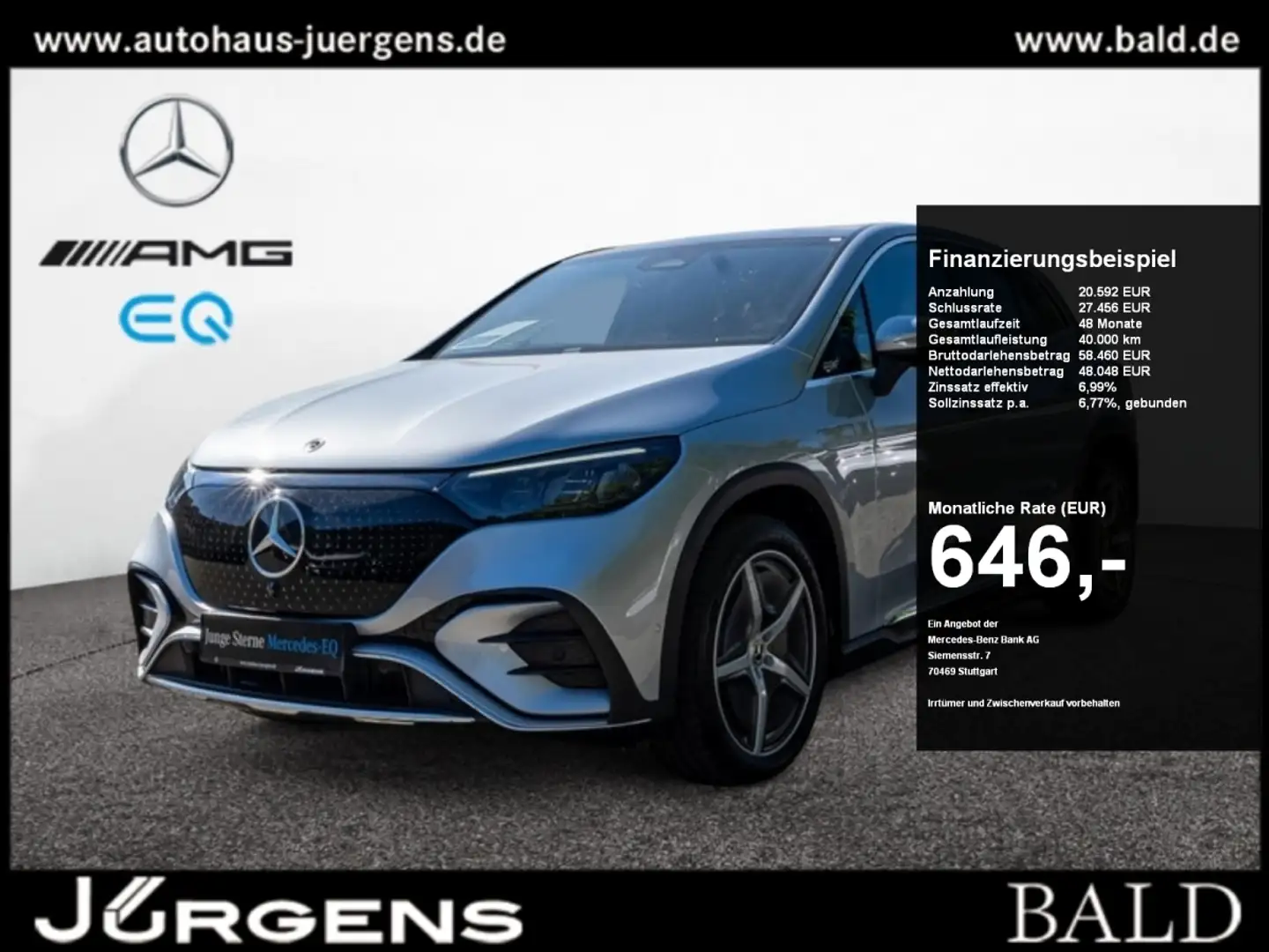 Mercedes-Benz EQE SUV EQE 350 4M SUV AMG-Sport/360/Pano/AHK/AIRM/Memo Срібний - 1