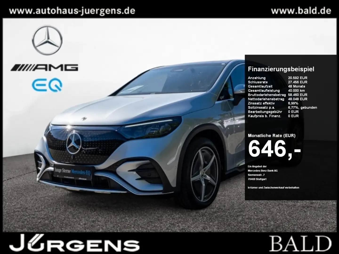 Mercedes-Benz EQE SUV EQE 350 4M SUV AMG-Sport/360/Pano/AHK/AIRM/Memo Срібний - 1