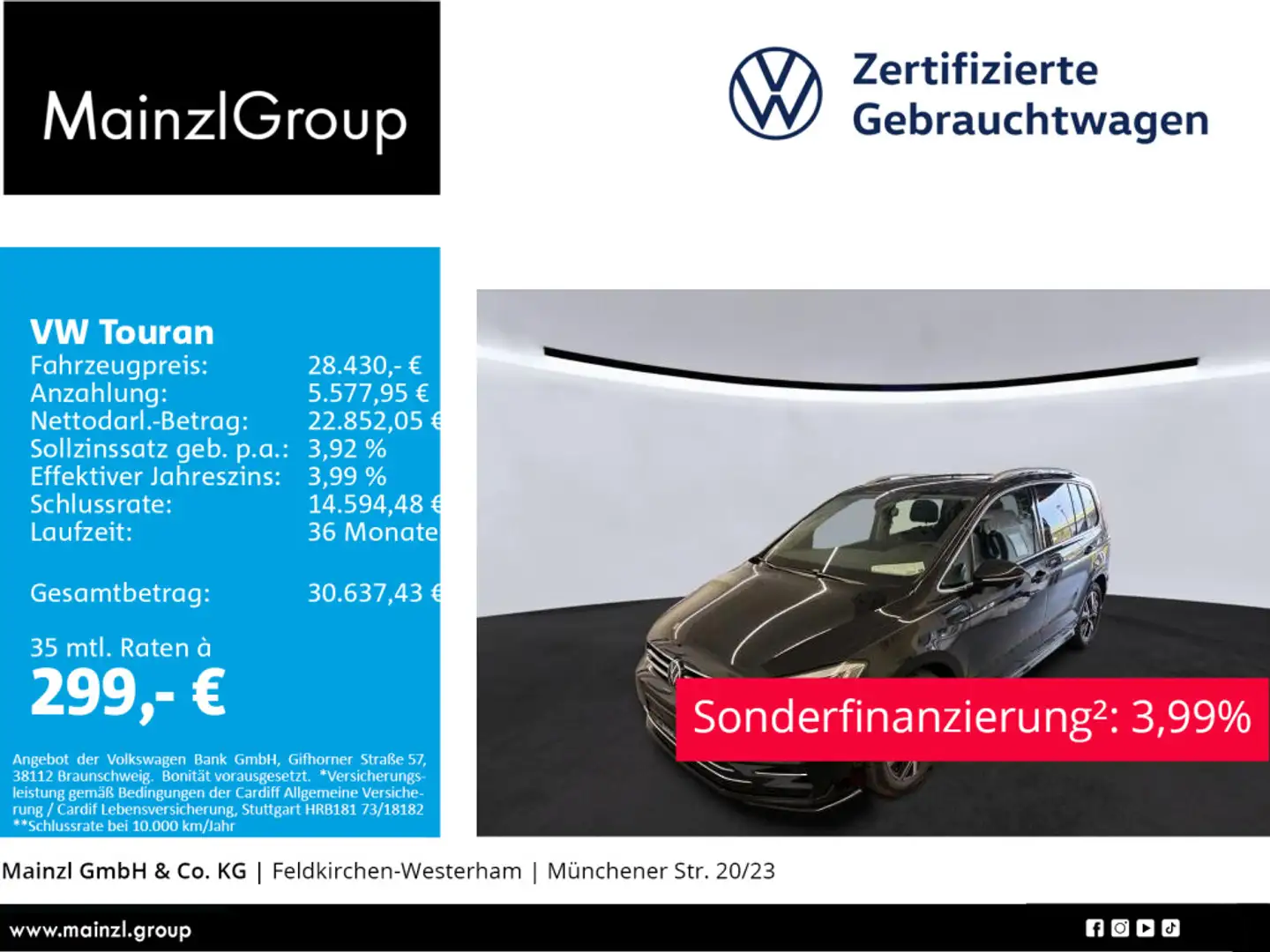 Volkswagen Touran 2.0 TDI DSG R-Line AHK Stdhz LED Kam. DCC Noir - 1