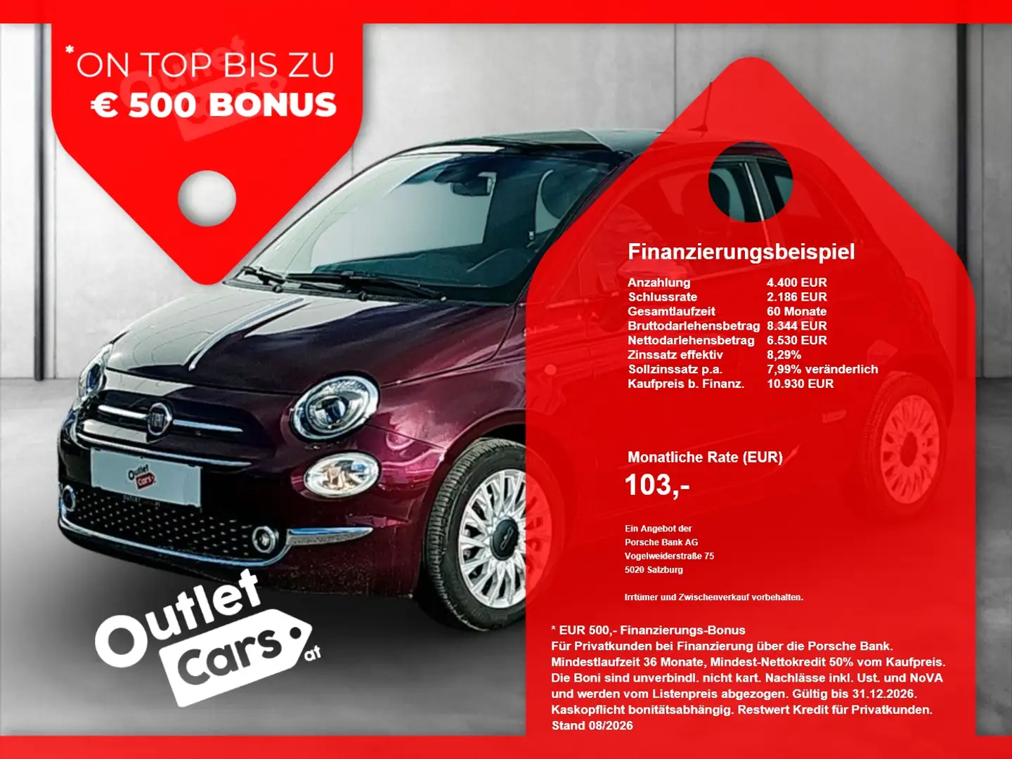 Fiat 500 Firefly Dolcevita CARPLAY+Pano+RADAR+LM+PDC Rot - 1