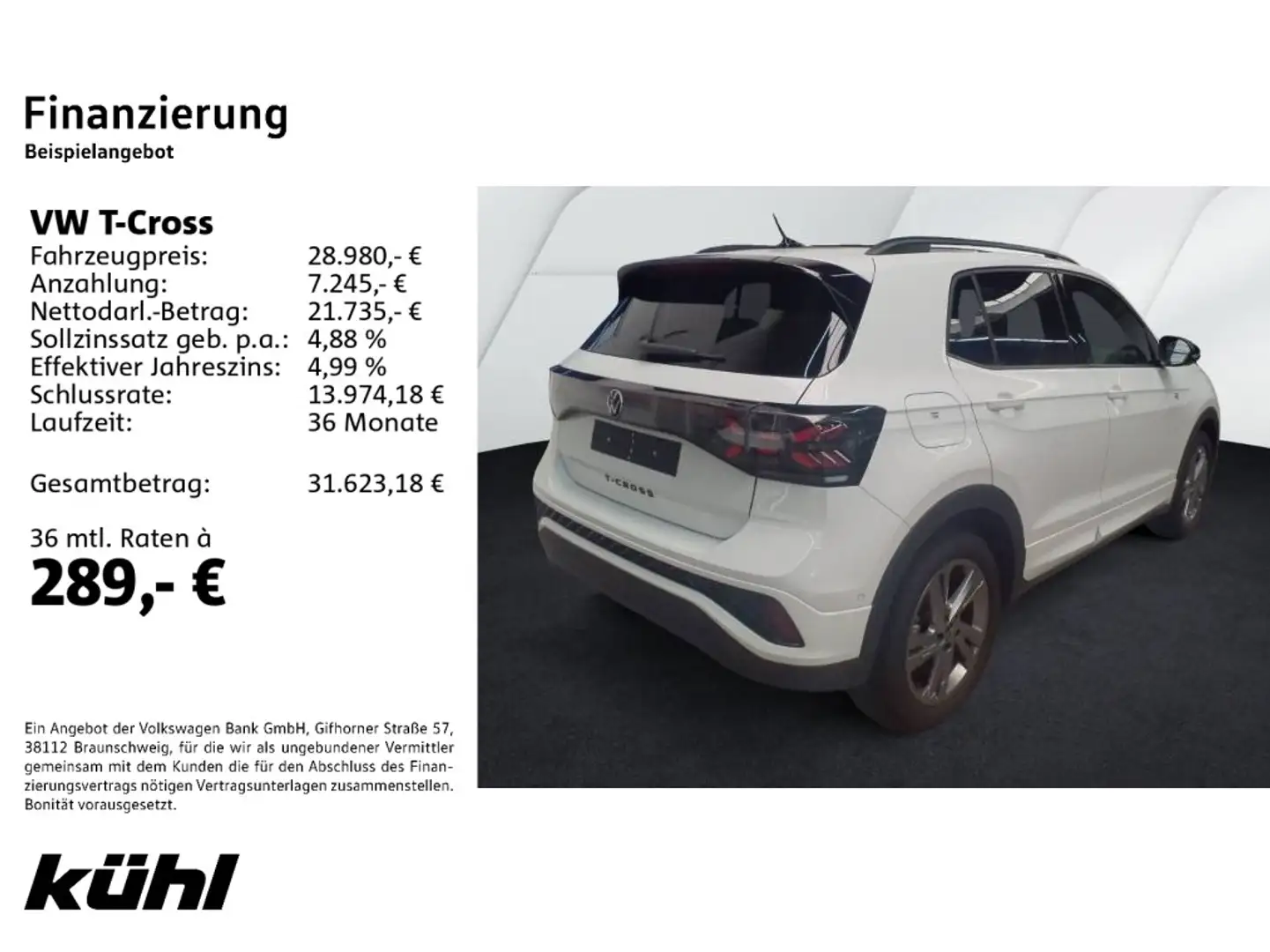 Volkswagen T-Cross 1.5 TSI DSG R line IQ.Light/ACC/App/Navi Weiß - 2