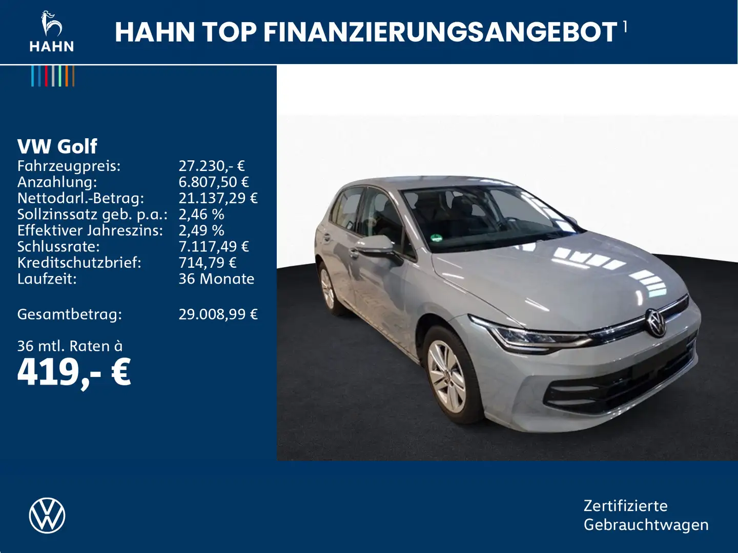 Volkswagen Golf VIII 1.5eTSI DSG Life ACC App Cam LED SHZ Grau - 2