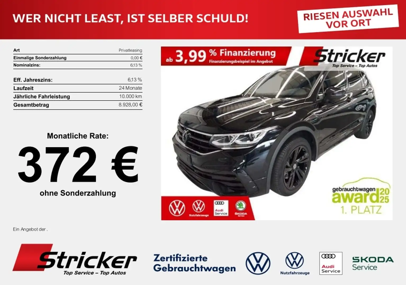 Volkswagen Tiguan Allspace R-Line Black Style 2.0TDI DSG 4M 372,-ohne Anzahl Schwarz - 1