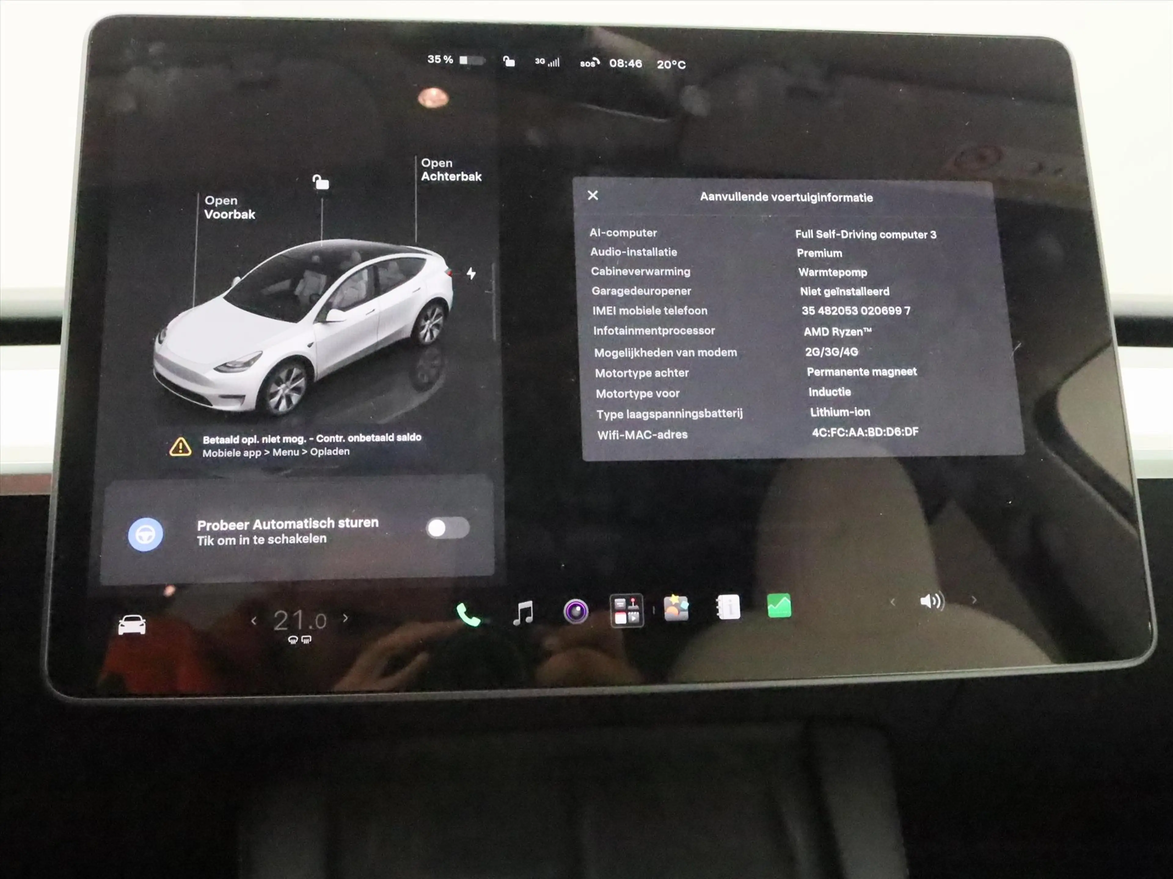 Tesla Model Y Long Range AWD 75kWh 351pk 94.1% SoH [ WIT LEDER+A — photo 24