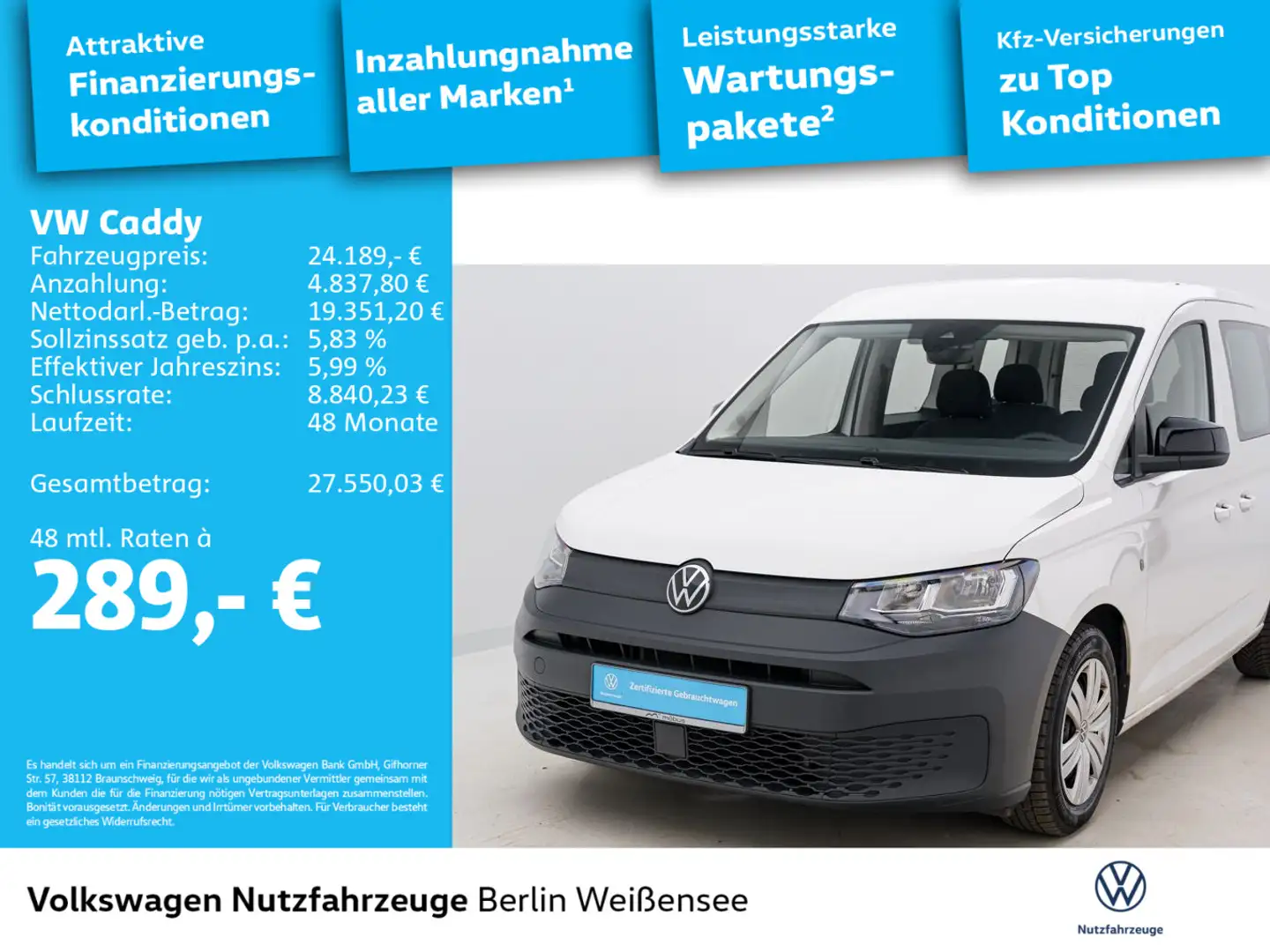 Volkswagen Caddy 2.0 TDI *DSG*KLIM*PDC*MFL*ZVR* Weiß - 2