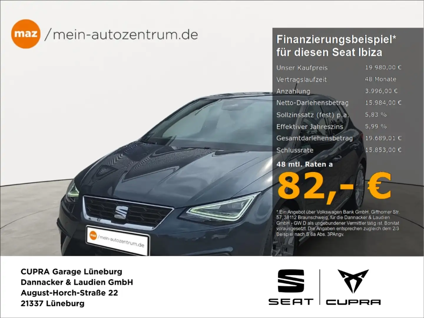 SEAT Ibiza 1.0 TSI FR OPF Alu LED Navi ACC Kamera Full Link S Grau - 1