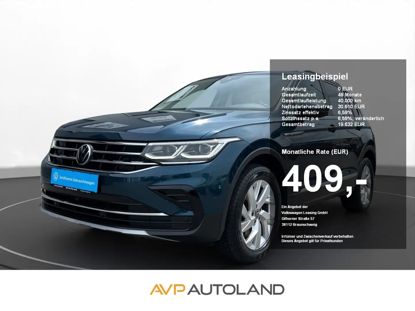Volkswagen Tiguan 2.0 TSI DSG 4MOTION Elegance | AHK | Blau - 1