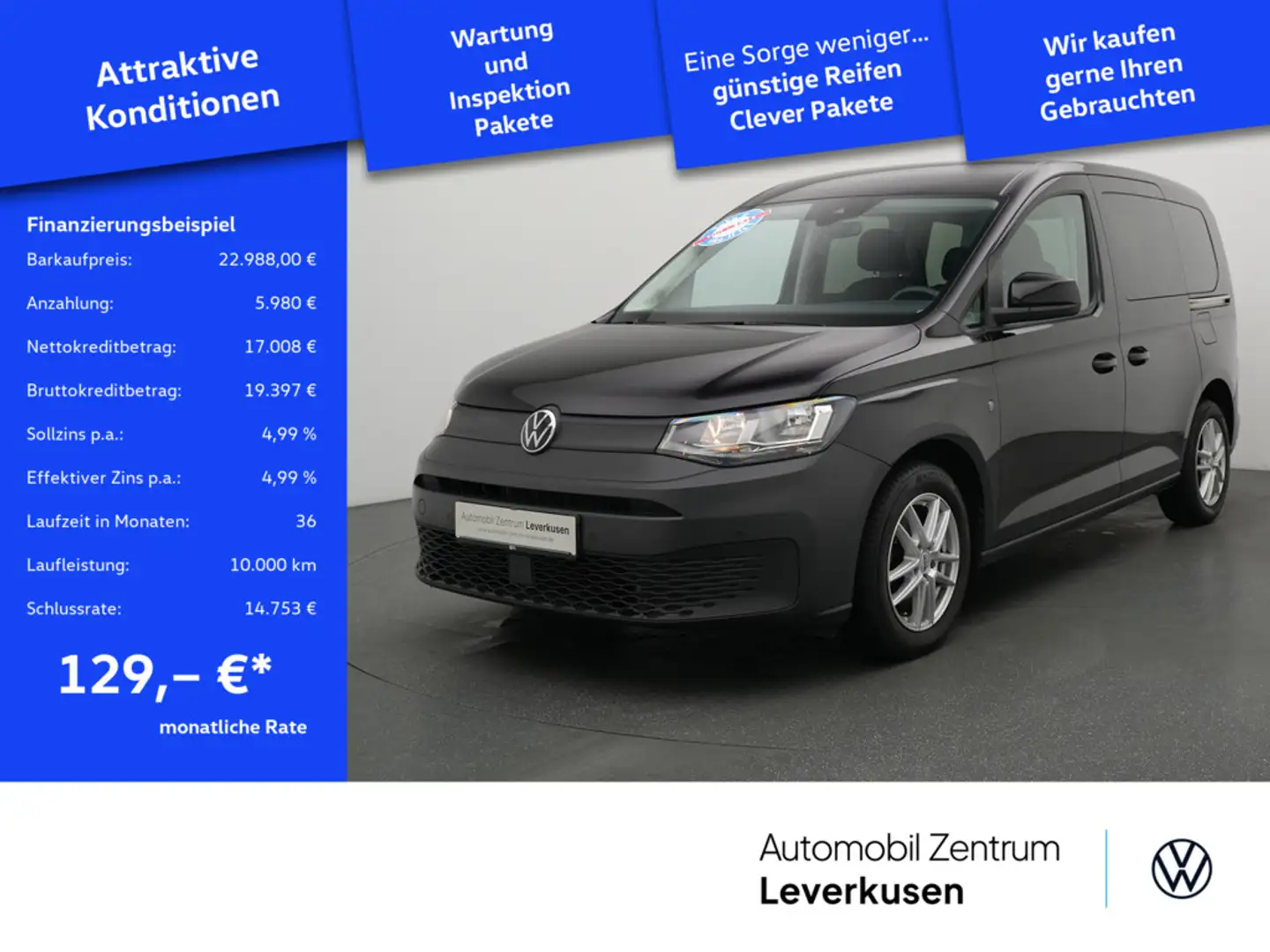 Volkswagen Caddy SHZ CARPLAY PDC AHK KLIMA Schwarz - 1