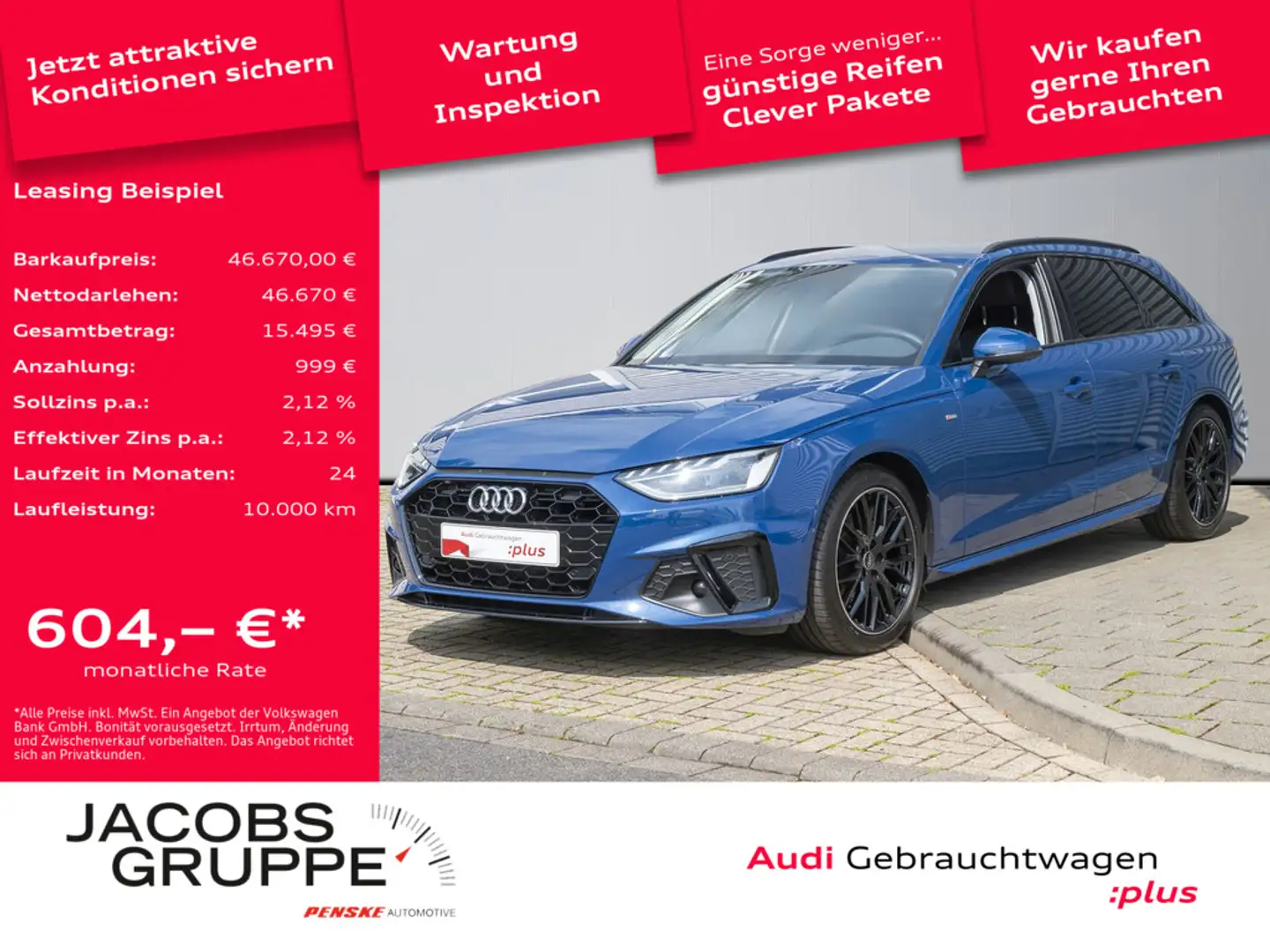 Audi A4 Avant S line 35 TDI S tronic AHK*Matrix Blau - 1