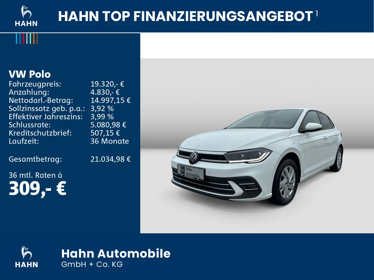 Volkswagen Polo 1.0 TSI Style DSG Navi CAM Einparkh.Sitzhzg Weiß - 2