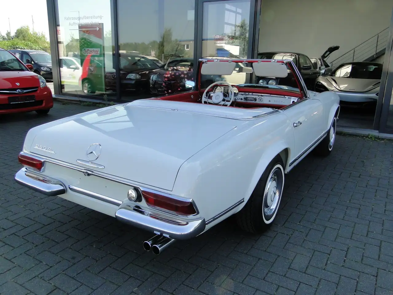 Mercedes-Benz 230 SL PAGODE W113 DEUTSCHES FAHRZEUG LEDER ROT, foto 10
