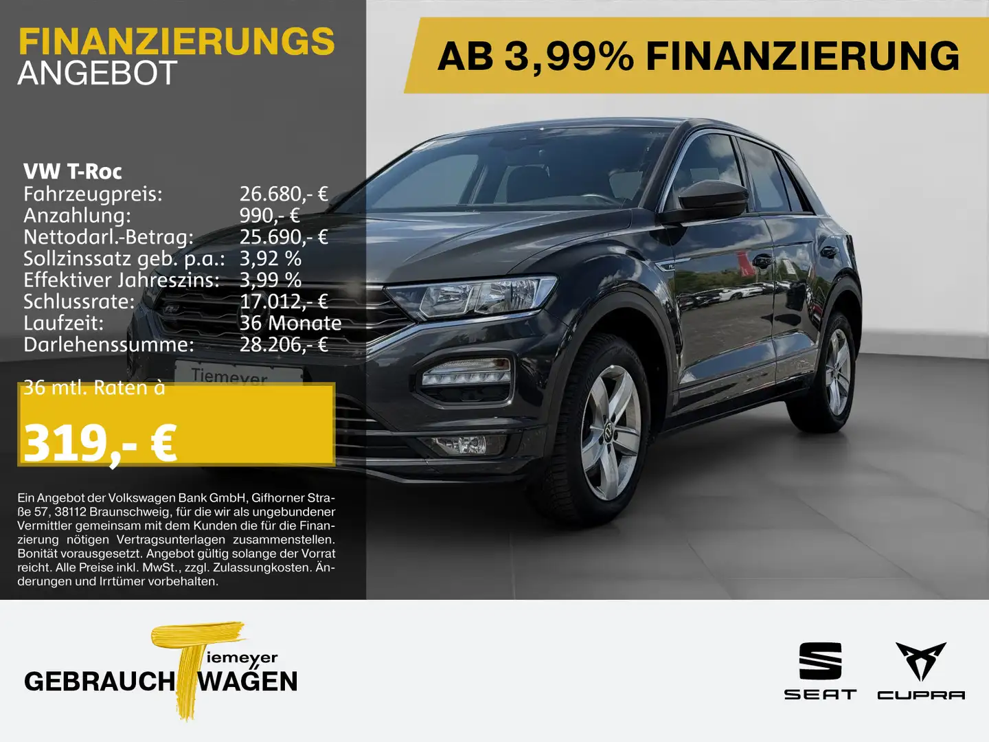 Volkswagen T-Roc TSI DSG 4M R-LINE ACC LM19 AHK Grau - 1