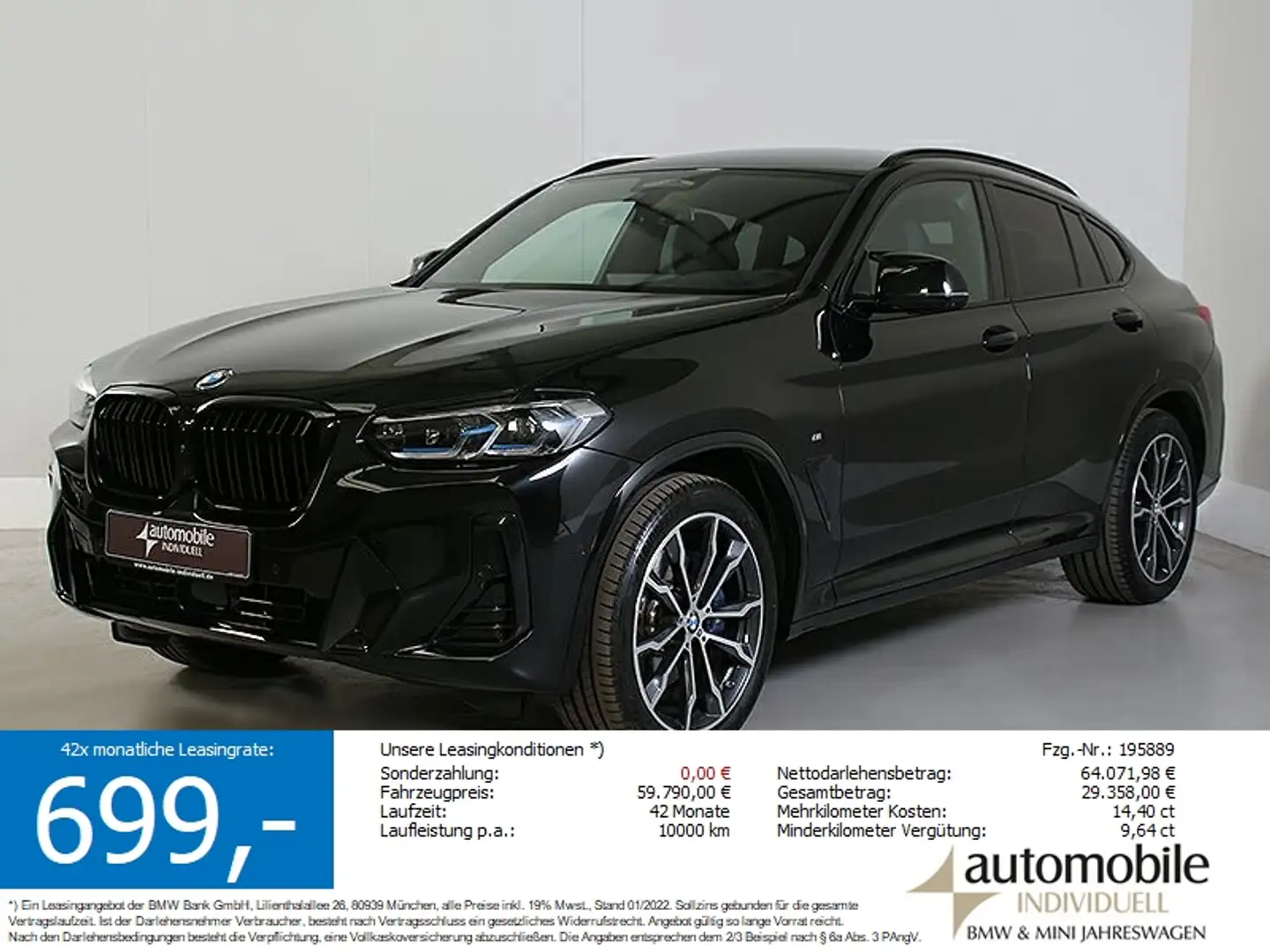BMW X4 M 40d Laser AHK ACC Standh. HuD DAB Hifi Par Fekete - 1