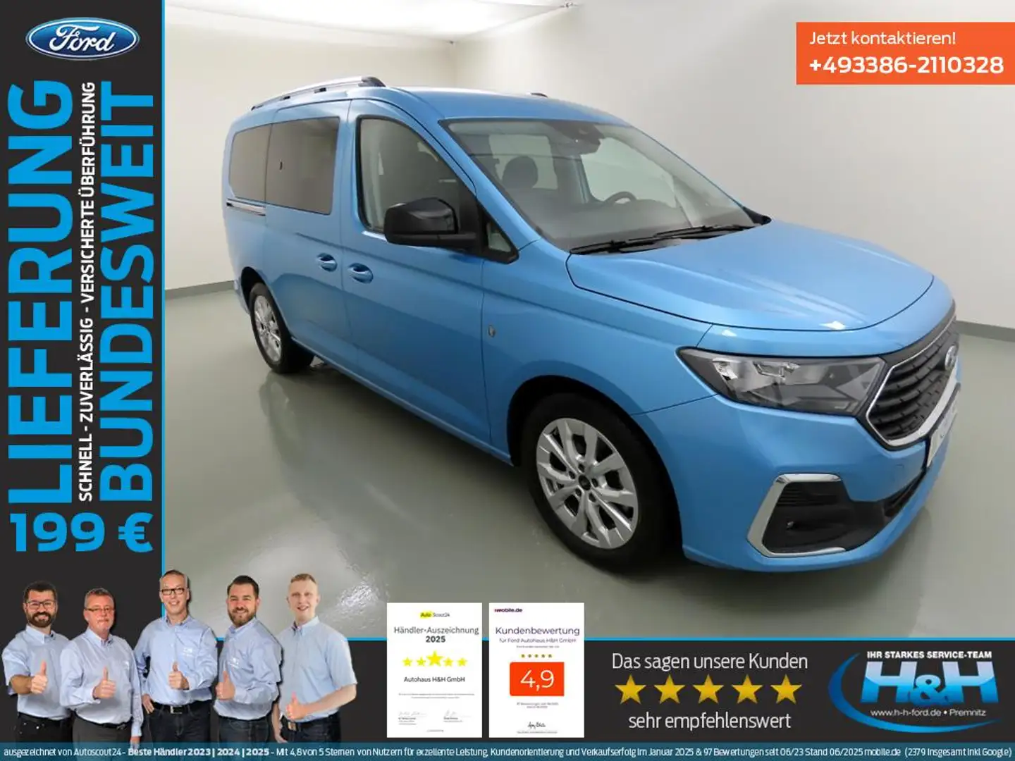 Ford Grand Tourneo Connect 2.0 Aut Titanium ACC+AHK Blau - 1