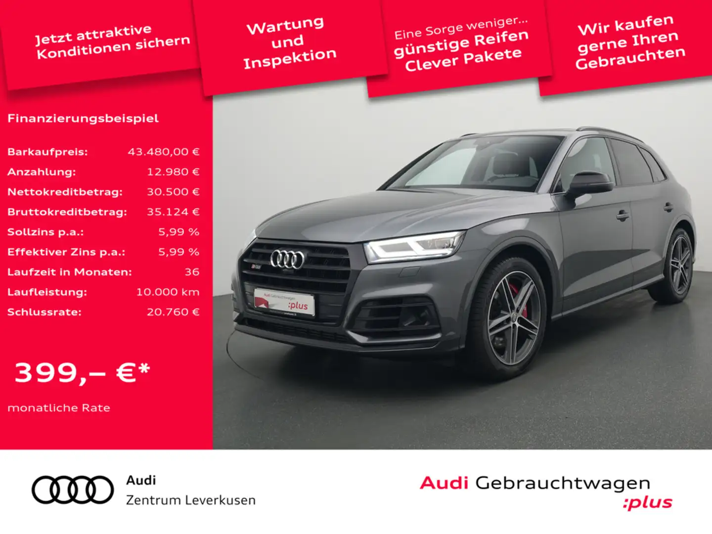 Audi SQ5 ACC AHK STANDHZ B&O PANO LUFT LEDER Grau - 1