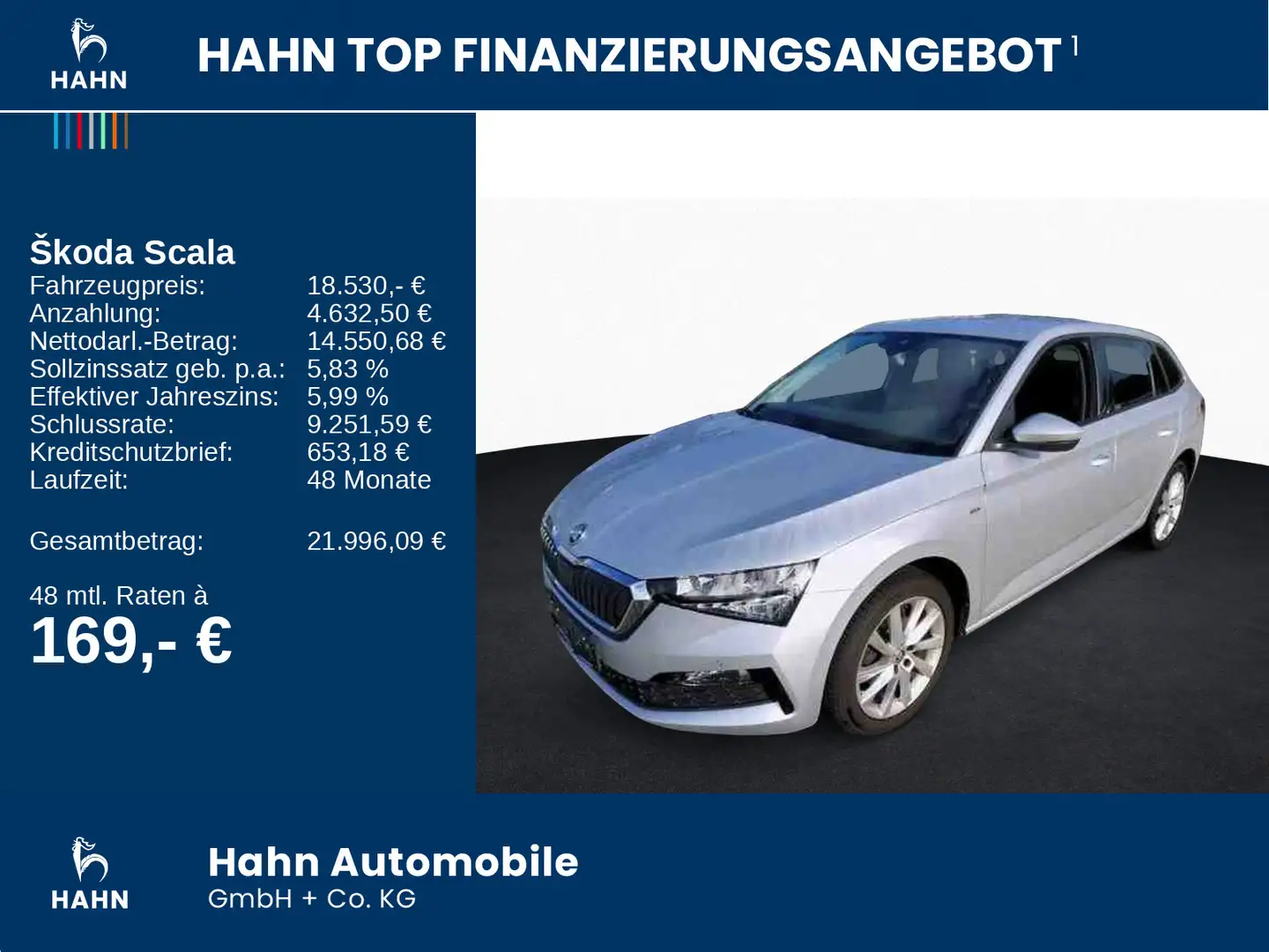 Skoda Scala 1.0TSI DSG Tour AHK Cam LED PDC Sitzheiz Silber - 2